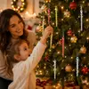 Colgantes de barra de hielo roscados de Navidad, plástico electrochapado en oro, plata y rojo con forma de cono de hielo, adornos colgantes de carámbano para decoración de árbol de Navidad