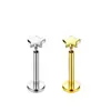 Stud de Lábio Peça Única de Aço Inoxidável Stud de Osso da Orelha Coração de Zircônia Cúbica Bola Redonda Stud de Covinha Joia de Piercing Mais Vendido na Amazon Em Estoque