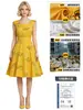 Vestido floral amarillo personalizado, mismo estilo que el de Mia, para fiestas de cine y televisión, bailes, disfraces de cosplay de Halloween.