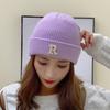 Nuevo estilo de sombrero para mujer, moda para todo tipo de combinaciones, gorro de punto con cara visible, gorro de lana ajustado para estudiantes, gorro cálido de color caramelo para otoño e invierno.