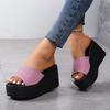 Moda de Verano 2025 Ropa de Abrigo Pantuflas Plataforma Transfronteriza Mujer Boca de Pez Punta Abierta Talla Grande Tacón de Cuña Pantuflas de Suela Gruesa para Mujer