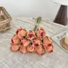 Ramo Retro de Rosas Estilo Americano, Flores Artificiales con Bordes Quemados, Flores Falsas para Decoración de Sala de Estar y Mesa de Comedor, Accesorios para Fotografía