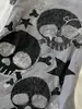 Subcultura Retro Americano Estampa de Caveira e Estrela Estilo Garota Picante T-Shirt Nova de Manga Curta com Cintura Ajustada