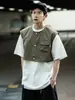 Xale Curto Colete Bolso de Colete Fotografia Roupa de Trabalho Moderna Solta Colete Casual Masculino Preto