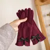 Guantes de Polar para Mujer Otoño e Invierno Dedo Índice Pantalla Táctil Lazo de Moda Estilo Coreano Guantes de Polar Colgantes para Montar