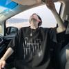 Camiseta de Algodão Puro Pesado Nova 2025 Transfronteiriça para Meninos Verão Tendência Estilo Japonês Tamanho Grande Tops de Manga Três Quartos para Homens