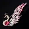 Nuevo Broche de Pavo Real de Cristal de Imitación con Degradado para Mujer, Broche de Moda y Exquisito, Elegante y Lujoso, Accesorios Versátiles para Corsage
