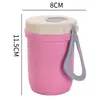 Copo de plástico portátil de palha de trigo para estudante, trabalhador de escritório, copo criativo para café da manhã, copo de leite, copo de sopa selado, copo térmico
