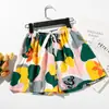 Pijama de Algodão e Seda de Comércio Exterior Novo de Verão Calça Feminina Fina Confortável Solta plus size Calça de Perna Larga Shorts de Algodão Wall Desenho Animado
