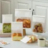 Papel de Embalagem Marrom Selagem nas Oito Lados Saco Selado para Bolo Queijo Borda Enrolada Janela Plástica Saco Auto-Sustentável Grau Alimentício Embalagem à Prova de Óleo