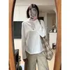 Camiseta básica de manga larga de color liso y estilo coreano para mujer, primavera y otoño, cuello redondo, versátil para ir al trabajo, top casual de algodón puro