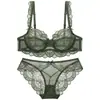 Conjunto de Lingerie de Renda Transfronteiriço Feminino Estilo Puro Desejo Sutiã Push-Up Sexy Vermelho Respirável Fino Tamanho Grande