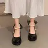 Zapatos de tacón alto estilo francés, estilo de hada, nueva colección otoño 2026, adecuados para combinar con faldas, zapatos Mary Jane para mujer, zapatos pequeños de cuero versátiles