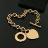 [04] Joyería de moda europea y americana corazón círculo hebilla OT pulsera gruesa acero de titanio oro rosa pulsera de corazón plata