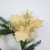 Decoración Navideña 24cm Malla Brillante Flor de Navidad Atmósfera Festiva Arreglo de Boda Árbol de Navidad Flor Artificial Mayoreo