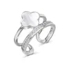 Anillo de Plata de Ley S925 Chapado en Oro K con Diseño de Trébol de Cuatro Hojas para Mujer, Diseño de Nicho, Sensación de Alta Gama, Anillo Elegante y Versátil