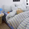Ins xadrez fio bolha simples alta qualidade dormitório estudantil casa capa de edredom lençol saia de cama conjunto de quatro peças estudante universitário