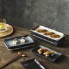 Plato de sushi, plato plano rectangular, bandeja de postre de cerámica, vajilla para barbacoa, platos fríos japoneses, plato de sushi