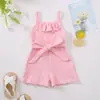 Estilo de Verano para Niñas 2026 Nueva Versión Coreana Más Vendidos Pantalones con Tirantes de Rayas sin Mangas para Niños Pequeños con Lazo