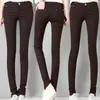 Pantalones de Lápiz de Cintura Media para Mujer Color Caramelo Sexy Elásticos Versátiles de Mezclilla Largos Pantalones Blancos Lisos para Mujer