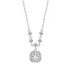 Colar com Pingente Pequeno Cubo de Açúcar Inlaid Zircônio Prata Esterlina S925 Moda Feminina Luxo Acessível Elegante High-End Nicho Versátil Corrente para Clavícula