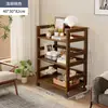 Estante para Flores de Madera Maciza con Ruedas para Balcón, Estante de Almacenamiento Móvil, Sala de Estar, Patio Exterior, Estante de Exhibición de Almacenamiento de Plantas de Múltiples Niveles