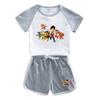 Traje de manga corta para niño y niña del equipo Wangwang, verano dulce estilo occidental, nuevo traje casual de dos piezas de shorts para niña