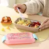 Nueva Caja de Almuerzo de Dibujos Animados Linda con Compartimentos, Caja de Almuerzo para Estudiantes y Niños, Caja de Almuerzo para Cafetería con Cubiertos, Caja de Frutas, Caja Bento