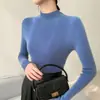 Suéter de Cachemira de Cuello Alto sin Costuras para Otoño e Invierno, Sencillo, Ajustado, de Punto para Mujer, Prenda Base de Lana