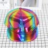 Gorra Phantom de Cuero Patentado Plata Láser Coreana Trendy para Hombre y Mujer de Ala Plana Sombrero de Pareja Moda Rendimiento Calle Hip-Hop