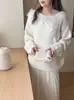 Suéter Holgado de Punto Estilo Coreano Nuevo Otoño/Invierno 2026 con Diseño Floral 3D, Suéter de Estilo Suave para Mujer