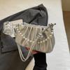 Bolso de Mujer Moda Otoño e Invierno 2024 Bolso Cadena Perlas Bolso Plegado Bolso de Axila Bolso de Hombro Pequeño de Fragancia Helada de Alta Gama