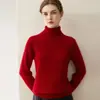 Suéter de cachemira pura 2026 nuevo estilo de invierno para mujer, jersey de cuello alto, estilo elegante, corte holgado, adelgazante, capa base cálida