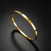 Pulseira minimalista lisa de aço titânio incolor para mulheres, moderna e versátil, joia transfronteiriça com galvanoplastia a vácuo 18k