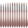 Set de 15 pinceles para uñas estilo japonés color té para pintar, dibujar líneas, difuminar y crear efectos degradados; adecuado para salones de uñas