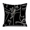 Funda de Almohada de Lino Jit Home con Estampado de Rosas Blancas y Negras Cojín Decorativo para Sofá Sala de Estar Minimalista Moderno