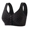Sujetador de algodón transpirable con cierre frontal y copas fijas para mujer, estilo fino de verano, sujetador push-up, soporte lateral del busto, sin varillas, sujetador para mamá