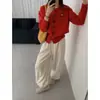 Cárdigan de Punto Redondo Bordado de Gato Kt Color Helado de Lisa con Estilo Suave y Chaqueta Suéter con Etiqueta de Cuello