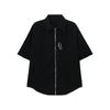 Waffle nuevo diseño camisa con cremallera para hombre estilo coreano nicho metal volantes guapo manga corta camisa marca de moda abrigo delgado