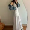 Vestido de Verano Versátil de Celebridad de Internet Coreana Ins, Cuello Redondo, Sin Mangas, Falda Larga Elegante Francesa Adelgazante para Mujer