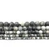 Piedra de Malla Negra Natural Cuentas Redondas Esmeriladas Cuentas Sueltas Fábrica de Joyería Transfronteriza Amazon Shopee Aliexpress Venta al por Mayor