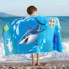 Toalha de banho infantil com estampa de desenho animado em microfibra, toalha de praia transfronteiriça Amazon, secagem rápida, absorvente para natação