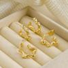 Aretes de Pentagrama Dorados Metálicos Broches para Oreja Retro Elegantes Versátiles Tachuelas Selección de Influencers para Mujeres