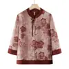 Camisa de Verano para Abuela Mayor Manga Tres Cuartos Fina Madre de Mediana Edad y Mayor Primavera y Verano Manga Corta Estilo Chino Top Señora Mayor