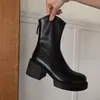 Botines Chelsea de tacón grueso para mujer 2026 Otoño/Invierno nuevo estilo británico talla grande botines cortos suela gruesa elevadores V-neck botines adelgazantes