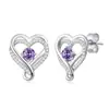 Pendientes y Collar de Plata S925 de Lujo Elegante Europeo y Americano Incrustados con Circonita en Forma de Corazón Colgante para Mujer Corazón Dulce Joyería para Novia Boda