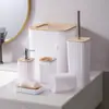 Venda Direta da Fábrica Banheiro Artigos de Higiene Pessoal Conjunto de Armazenamento de Banheiro de Sete Peças Lixeira Porta-Sabonete Frasco de Loção
