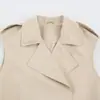 Comércio exterior europeu e americano outono vestuário feminino, novo colete casual fashion de cor sólida com lapela dupla e cinto