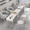 Mesa y Silla para Manicura Estilo Crema, Estación de Manicura Individual/Doble Estilo Japonés, Lujo Ligero, Mesa para Manicura de Salón de Uñas de Moda Estilo Ins