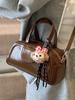 Primavera Nova Coreia do Sul Casual Nicho Portátil Bolsa Boston Simples Combina com Tudo Couro Encerado de Alta Qualidade Bolsa Transversal